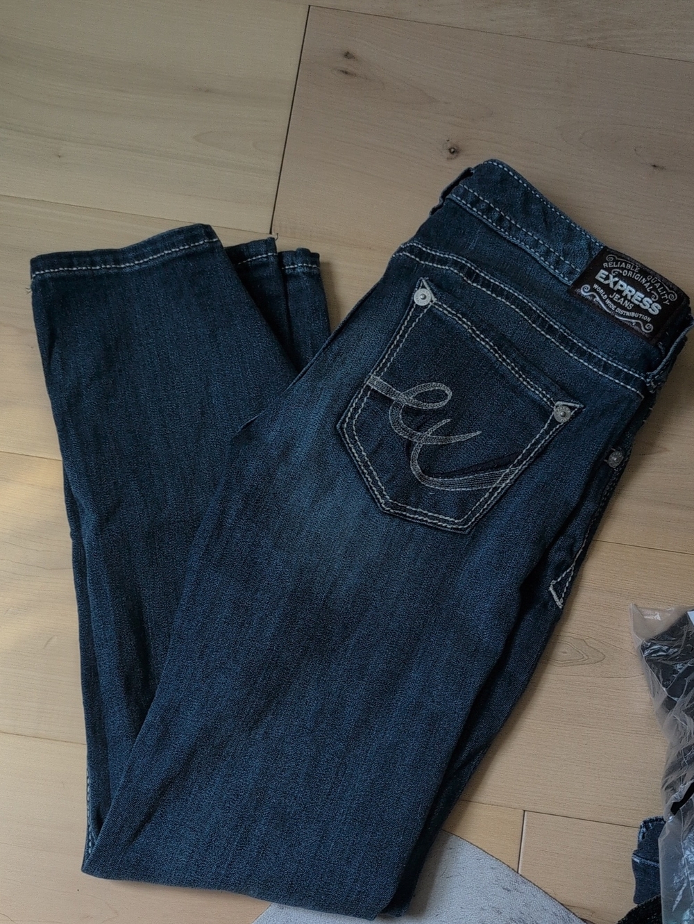 Express Stella Barely Boot Cut Low Rise Dark Blue Women's Jeans